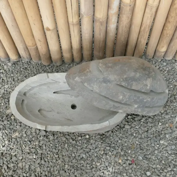 Product image 4 of the product “Garden latern Peanut, removable part, approx. 35cm height, natural stone (Riverstone), stonemasonry ”